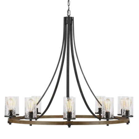Visual Comfort Angelo 10 Light 48" Wide Chandelier Distressed Weathered Oak / Slate Grey Metal