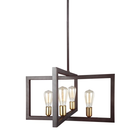 Visual Comfort Finnegan 4 Light 24" Wide Abstract Square Chandelier New World Bronze