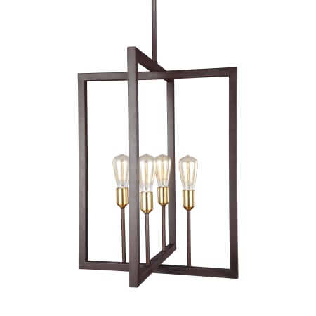 Visual Comfort Finnegan 4 Light 21" Wide Abstract Square Chandelier New World Bronze