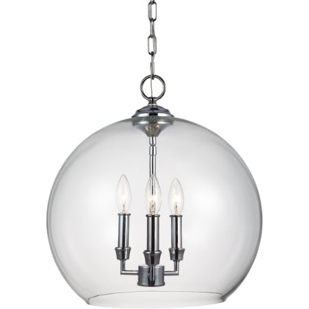 Visual Comfort Lawler 3 Light 16" Wide Taper Candle Pendant Chrome