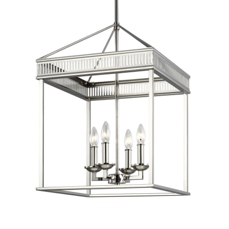 Visual Comfort Woodruff 4 Light 16" Wide Taper Candle Style Chandelier Polished Nickel