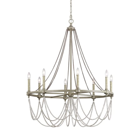 Visual Comfort Beverly 8 Light 36" Wide Beaded Candle Style Chandelier French Washed Oak / Distressed White Wood