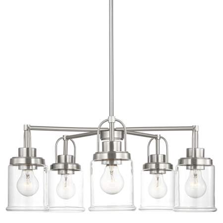 Visual Comfort Anders 5 Light 24" Wide Chandelier with Clear Glass Shades Brushed Nickel