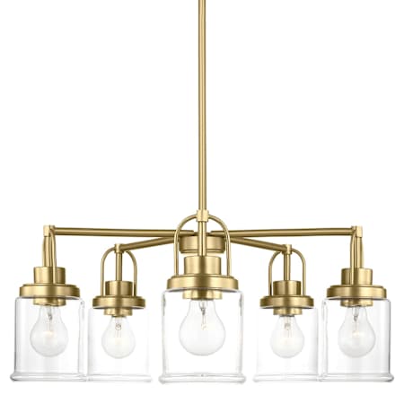 Visual Comfort Anders 5 Light 24" Wide Chandelier with Clear Glass Shades Satin Brass