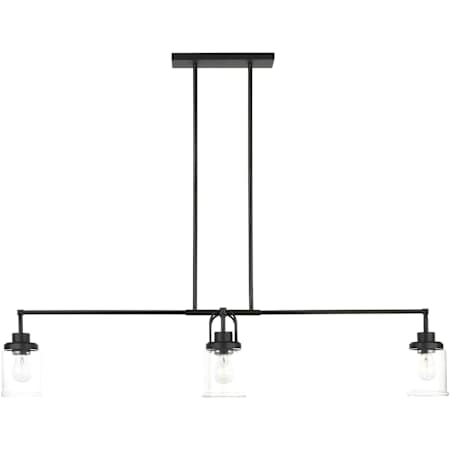 Visual Comfort Anders 4 Light 48" Wide Linear Chandelier with Clear Glass Shades Midnight Black