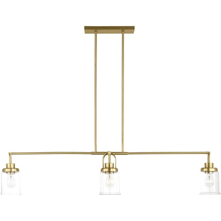 Visual Comfort Anders 4 Light 48" Wide Linear Chandelier with Clear Glass Shades Satin Brass