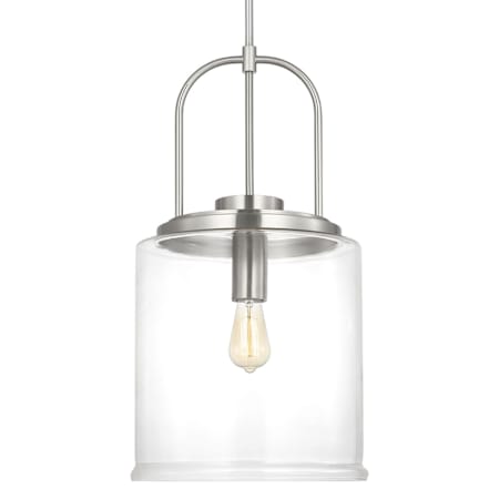 Visual Comfort Anders 14" Wide Pendant with Clear Glass Shade Brushed Nickel
