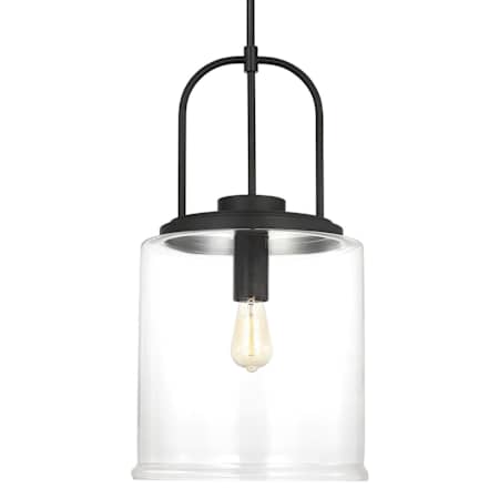 Visual Comfort Anders 14" Wide Pendant with Clear Glass Shade Midnight Black