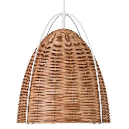 Visual Comfort Norman 13" Wide Matte White Pendant with Woven Rattan Shade Blonde Rattan
