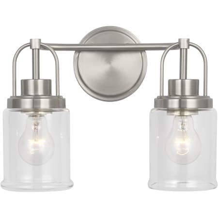 Visual Comfort Anders 2 Light 14" Wide Vanity Light with Clear Glass Shades Brushed Nickel
