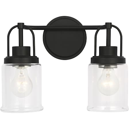 Visual Comfort Anders 2 Light 14" Wide Vanity Light with Clear Glass Shades Midnight Black