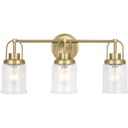 Visual Comfort Anders 3 Light 22" Wide Vanity Light with Clear Glass Shades Satin Brass