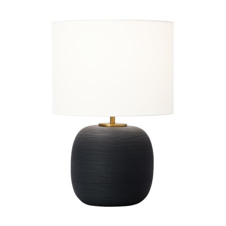 Visual Comfort Fanny 23" Tall LED Table Lamp with Linen Shade Rough Black Ceramic