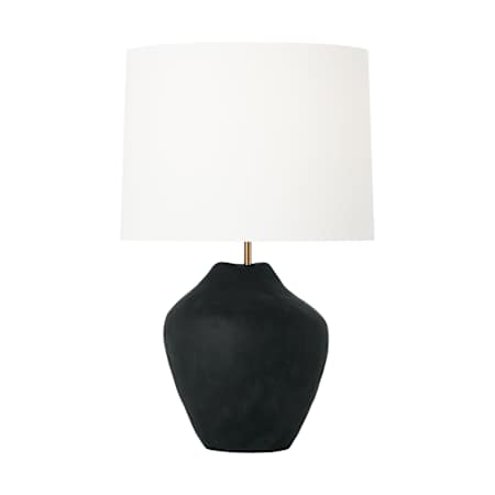 Visual Comfort Cadley 26" Tall LED Table Lamp with Linen Shade Rough Black Ceramic