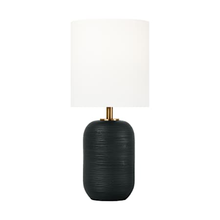 Visual Comfort Fanny 14" Tall LED Table Lamp with Linen Shade Rough Black Ceramic