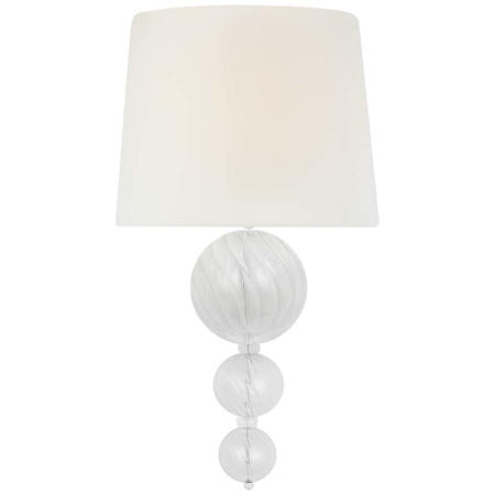 Visual Comfort Talia 19" Tall Wall Sconce Plaster White / Clear Swirled Glass / Linen