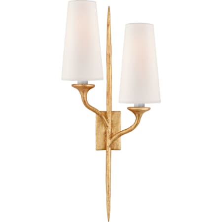 Visual Comfort Iberia 24" Double Sconce with Linen Shade by Julie Neill Antique Gold Leaf
