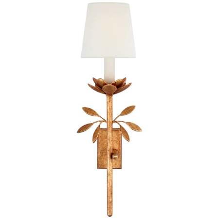 Visual Comfort Clementine 24" Tall Wall Sconce Antique Gold Leaf / Linen Shades