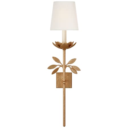 Visual Comfort Clementine 35" Tall Wall Sconce with Linen Shade Antique Gold Leaf