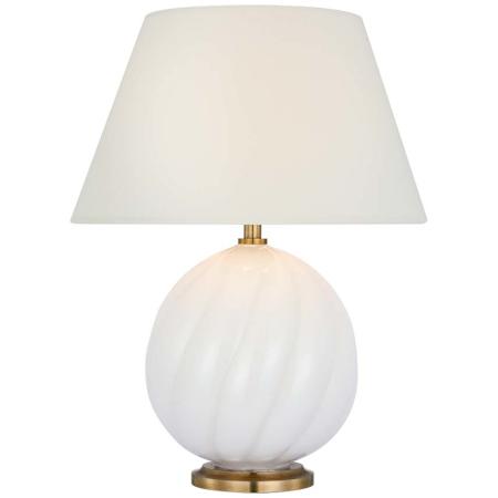 Visual Comfort Talia 13" Tall Cordless LED Vase Table Lamp White Glass / Linen