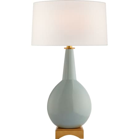 Visual Comfort Antoine 30" Large Table Lamp with Linen Shade by Julie Neill Pale Blue