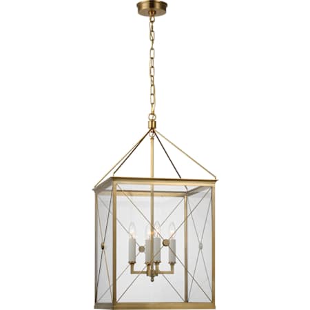 Visual Comfort Rossi 4 Light 18" Wide Lantern Chandelier Antique-Burnished Brass