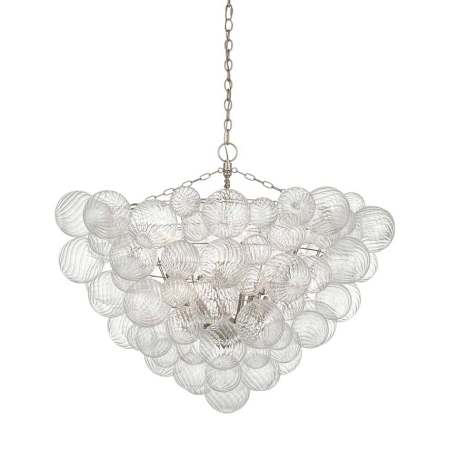 Visual Comfort Talia 15 Light 46" Wide Chandelier Burnished Silver Leaf / Clear Swirled Glass