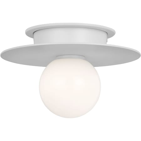 Visual Comfort Nodes 8" Wide Semi-Flush Globe Ceiling Fixture with Milk Glass Shade Matte White