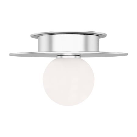 Visual Comfort Nodes 8" Wide Semi-Flush Globe Ceiling Fixture with Milk Glass Shade Polished Nickel
