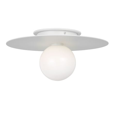 Visual Comfort Nodes 14" Wide Semi-Flush Globe Ceiling Fixture with Milk Glass Shade Matte White