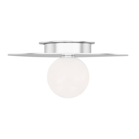 Visual Comfort Nodes 14" Wide Semi-Flush Globe Ceiling Fixture with Milk Glass Shade Polished Nickel