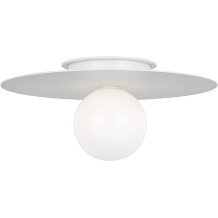 Visual Comfort Nodes 18" Wide Semi-Flush Globe Ceiling Fixture with Milk Glass Shade Matte White