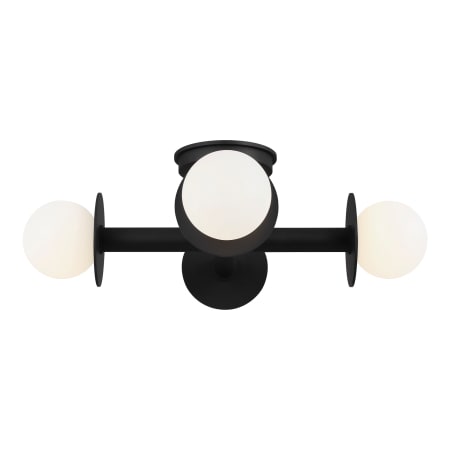 Visual Comfort Nodes 4 Light 18" Wide Semi-Flush Ceiling Fixture with Milk Glass Shades Midnight Black