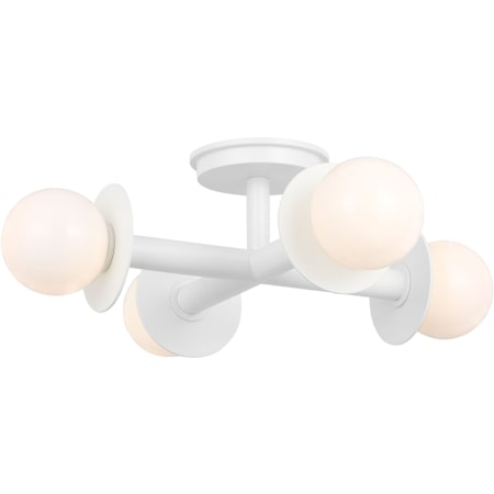 Visual Comfort Nodes 4 Light 18" Wide Semi-Flush Ceiling Fixture with Milk Glass Shades Matte White