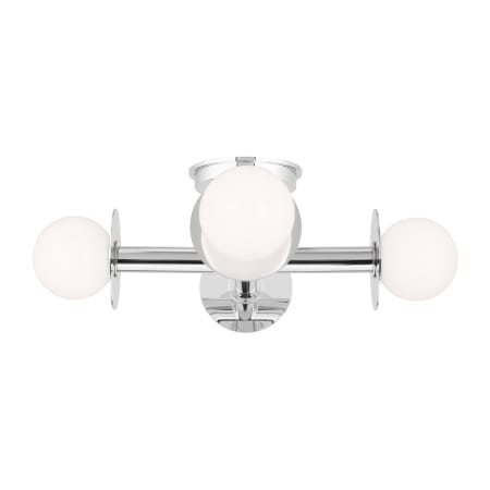Visual Comfort Nodes 4 Light 18" Wide Semi-Flush Ceiling Fixture with Milk Glass Shades Polished Nickel