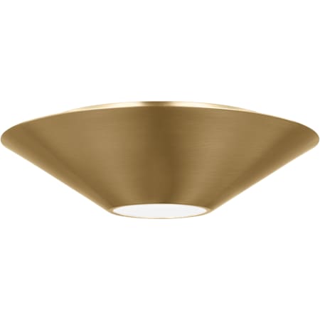 Visual Comfort Echo 13" Wide LED Flush Mount Ceiling Fixture with Steel Outer And Etched Glass Inner Shade Burnished Brass