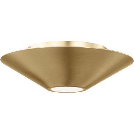 Visual Comfort Echo 8" Wide LED Flush Mount Ceiling Fixture with Steel Outer And Etched Glass Inner Shade Burnished Brass