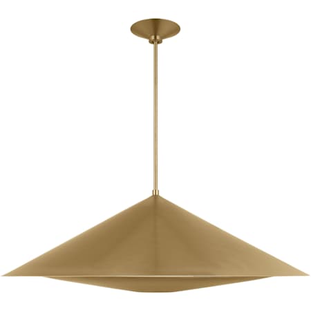 Visual Comfort Echo 36" Wide Pendant with Steel Outer And Etched Glass Inner Shade Burnished Brass