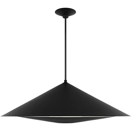Visual Comfort Echo 36" Wide Pendant with Steel Outer And Etched Glass Inner Shade Midnight Black