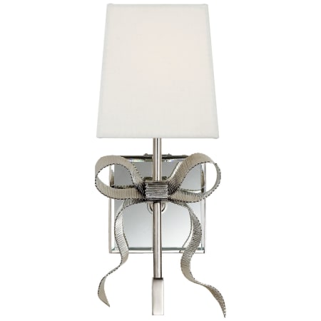 Visual Comfort Ellery 13-1/2" High Wall Sconce with Linen Shade Polished Nickel