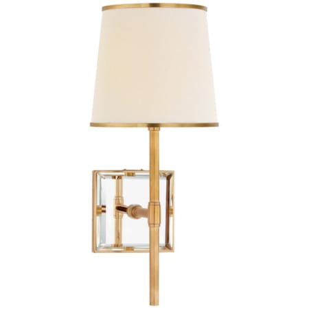 Visual Comfort Bradford 15" Medium Sconce with Linen Shade by kate spade NEW YORK Mirror and Soft Brass