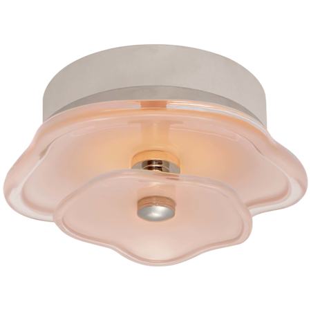 Visual Comfort Leighton 6" Wide LED Flush Mount Ceiling Fixture Polished Nickel / Blush Tinted Glass
