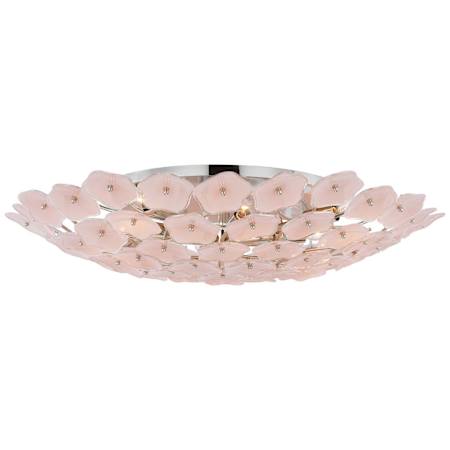 Visual Comfort Leighton 8 Light 33" Wide Flush Mount Ceiling Fixture Polished Nickel / Blush Tinted Glass