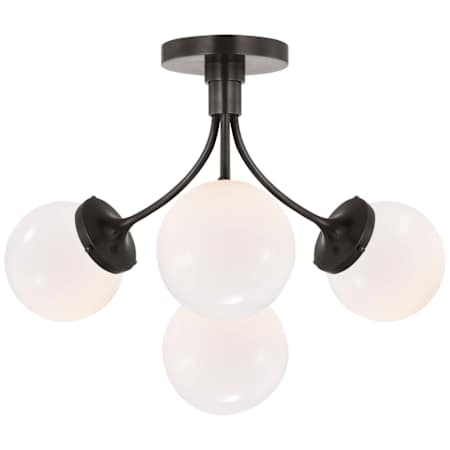 Visual Comfort Prescott 4 Light 18" Wide Semi-Flush Ceiling Fixture Bronze / White Glass