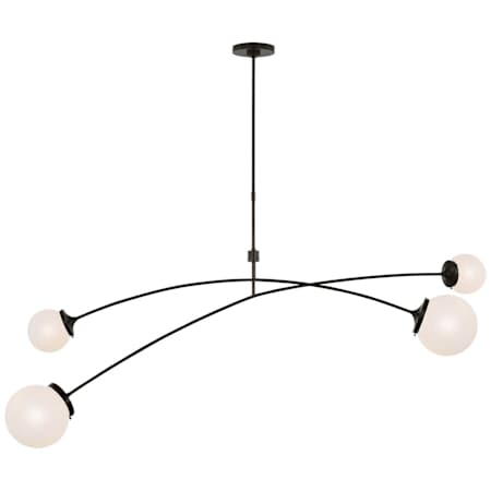 Visual Comfort Prescott 4 Light 63" Wide Abstract Chandelier Bronze / White Glass