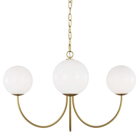 Visual Comfort Noemie 3 Light 32" Wide Chandelier with Milk Glass Shades Burnished Brass