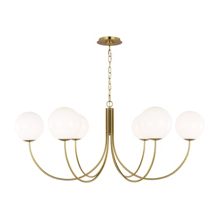 Visual Comfort Noemie 6 Light 42" Wide Chandelier with Milk Glass Shades Burnished Brass