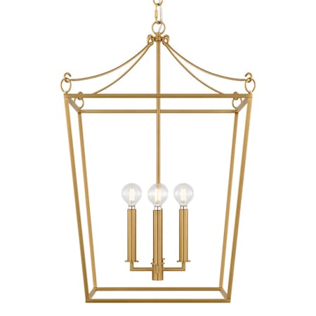 Visual Comfort Carlyle 4 Light 18" Wide Taper Candle Multi Light Pendant Burnished Brass