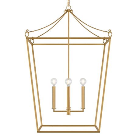 Visual Comfort Carlyle 4 Light 25" Wide Taper Candle Multi Light Pendant Burnished Brass