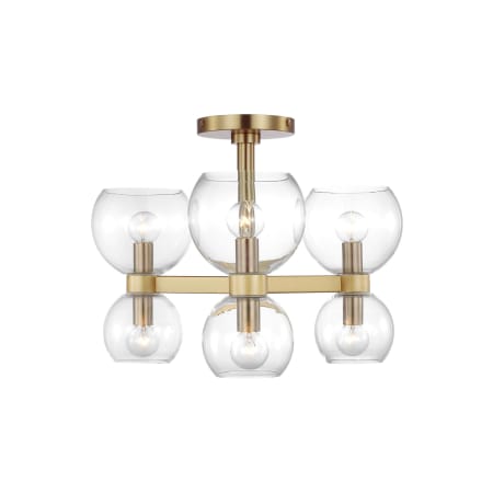Visual Comfort Londyn 6 Light 20" Wide Semi-Flush Bowl Ceiling Fixture Burnished Brass